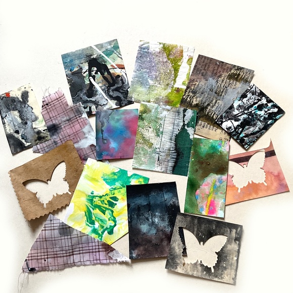 Junk Journal Pack  15+ Hand painted Pieces, Great for scrapbooking, collage - Picture 3 of 11